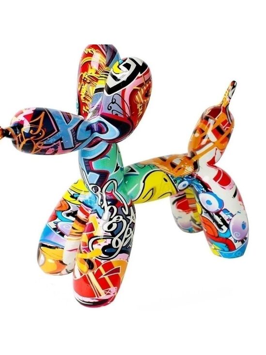 None Other - HAND PAINTED BALLOON DOG - UNIQUE ART WITH VIBRANT FLOWERS CUSTOM BOX